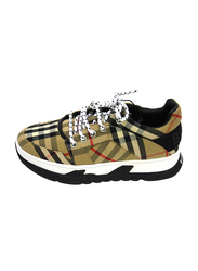 Burberry Logo Detail Cotton Vintage Check Kids Sneakers, 34 EU, Archive Beige