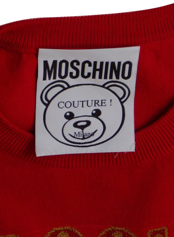 Moschino Wool Teddy Circus Crew Neck Long Sleeves Sweater Jumper for Women, Extra Small, Red