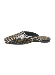 Fendi FF Fabric Freedom Flat Mules, 36EU, Multicolour