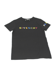 Givenchy Logo Print Round Neck Short Sleeve T-Shirt for Girls, 10A, Black