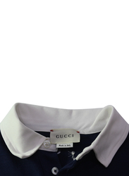 Gucci Bee Embroidered Collared Long Sleeves Polo Shirt for Boys, 8 Size, Navy Blue