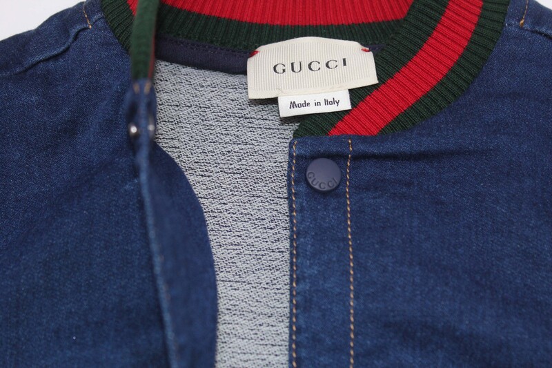 Gucci Denim Collared Long Sleeves Bomber Jacket for Boys, 36 EU, Blue