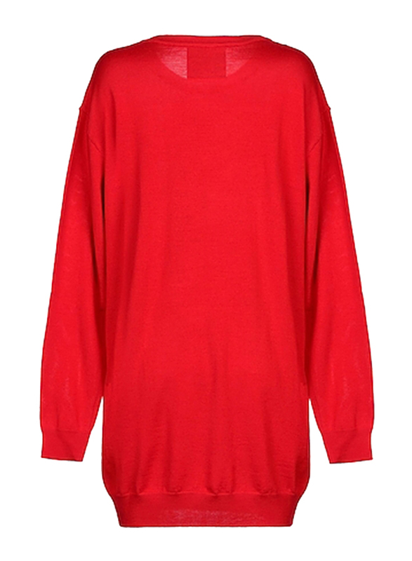 Moschino Wool Teddy Circus Crew Neck Long Sleeves Sweater Jumper for Women, Extra Small, Red
