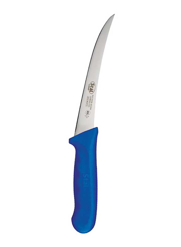 

Winco 6-inch Stainless Steel Curved Boning Knife with Handle, KWP-60U, Silver/Blue