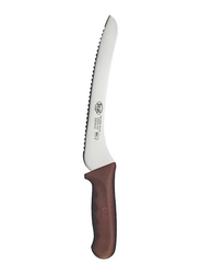 Winco 9-inch Stainless Steel Offset Bread Knife with Handle, KWP-92N, Silver/Brown