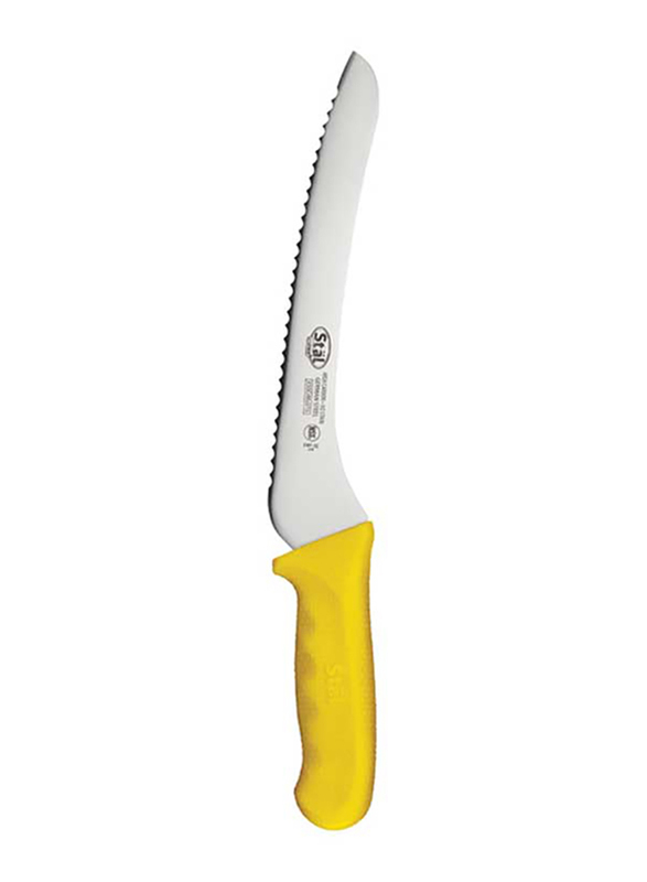 

Winco 9-inch Stainless Steel Offset Bread Knife with Handle, KWP-92Y, Silver/Yellow