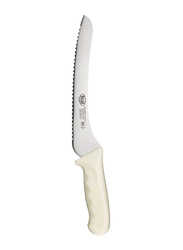 Winco 9-inch Stainless Steel Offset Serrated Bread Knife, KWP-92, Silver/White