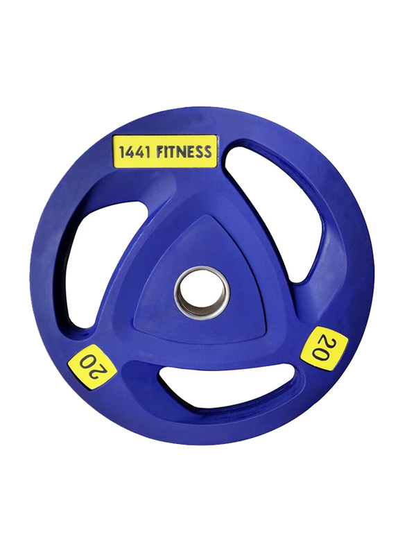 

1441 Fitness Tri Grip PU Olympic Plates, 20KG, Blue