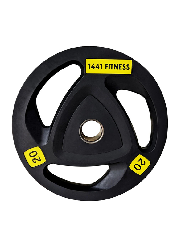 

1441 Fitness Tri Grip PU Olympic Plates, 20KG, Black