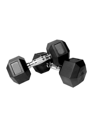 Prosportsae Rubber Hex Dumbbell, 2 Pieces, 2KG, Black