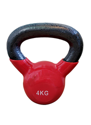 1441 Fitness Vinyl Coated Cast Iron Kettle Bell, 4KG, Red/Black