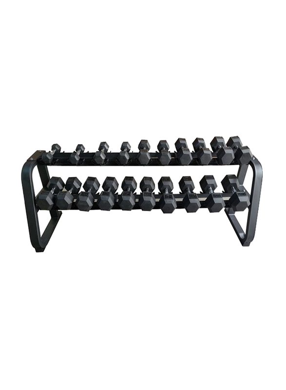 

1441 Fitness Hex Dumbbell Set with 2 Tier Rack, 2.5 to 25KG (10 Pairs), Black