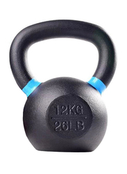 1441 Fitness Powder Coated Cast Iron Kettle Bell with LB and KG Markings, 12KG, Black/Blue