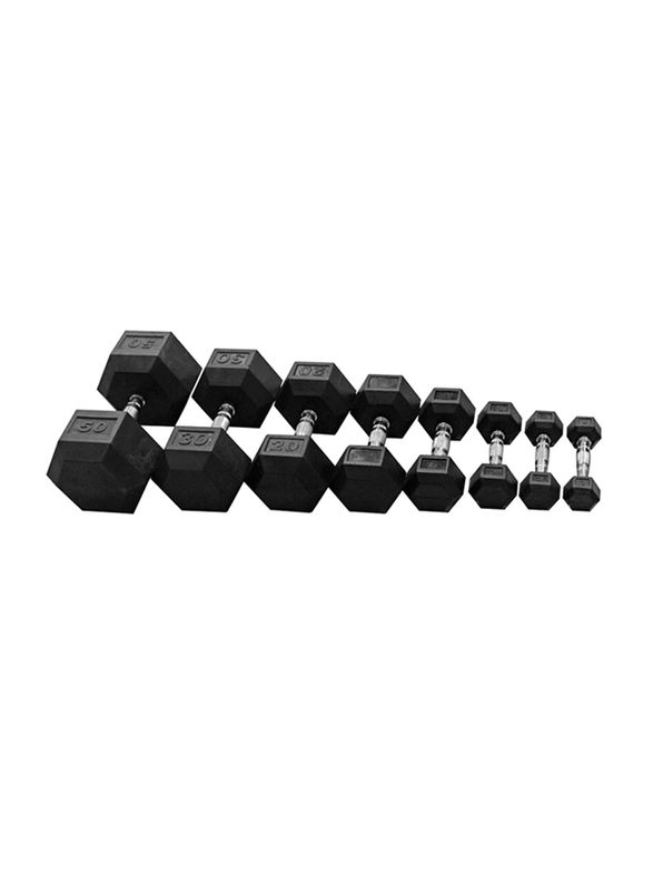 

1441 Fitness Hex Dumbbells Set, 2.5 to 20KG ( 8 Pairs), Black
