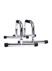 Lebert Fitness Dip Station Stand Parallette Push Up Bars, Chrome Silver