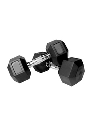 Prosportsae Rubber Hex Dumbbell, 2 Pieces, 3KG, Black