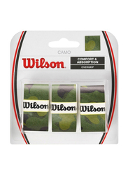 Wilson Camo Comfort & Absorbent Overgrip Set for Tennis Racket, 3 Piece, Green