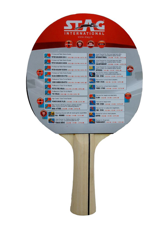 Stag 2 Star Table Tennis Racket, Brown