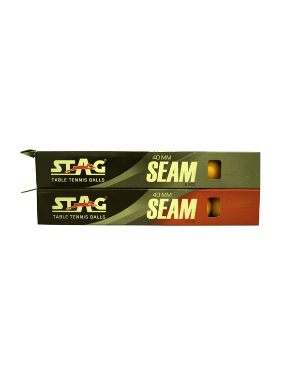 Stag Seam Table Tennis Ball Set, 40mm, 12 Pieces, Orange