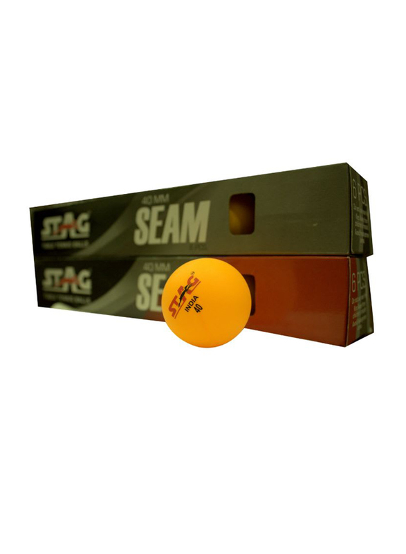 Stag Seam Table Tennis Ball Set, 40mm, 12 Pieces, Orange