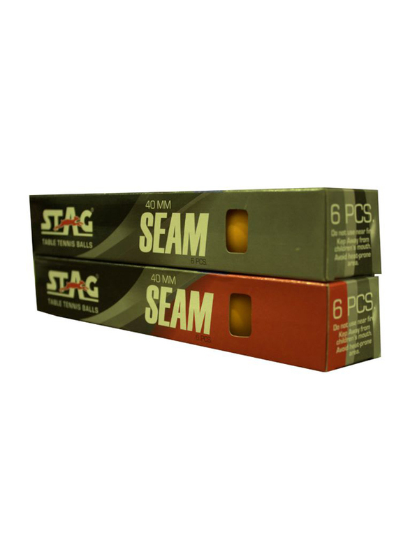 Stag Seam Table Tennis Ball Set, 40mm, 12 Pieces, Orange