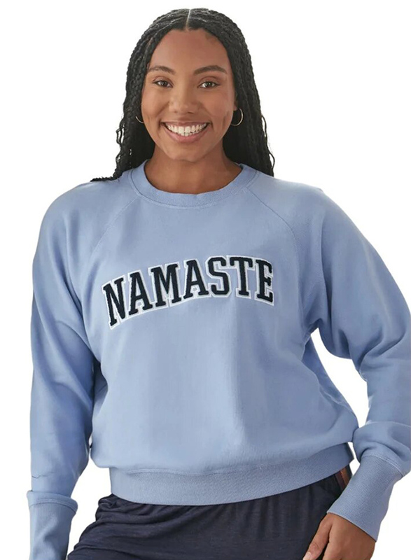 

Spiritual Gangster Manduka x SG Namaste Bridget Crew Pullover Tops, Large, Blue Sky