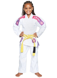 Atama M2 Ultra Light Kids Kimono for Girls, White/Pink