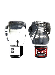 Twins Special 10oz Leather TW5 Boxing Gloves, White/Black