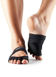 Toesox Half Toe Releve Grip Socks, Medium Black