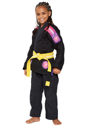 Atama M3 Ultra Light Kids Kimono for Girls, Black/Pink