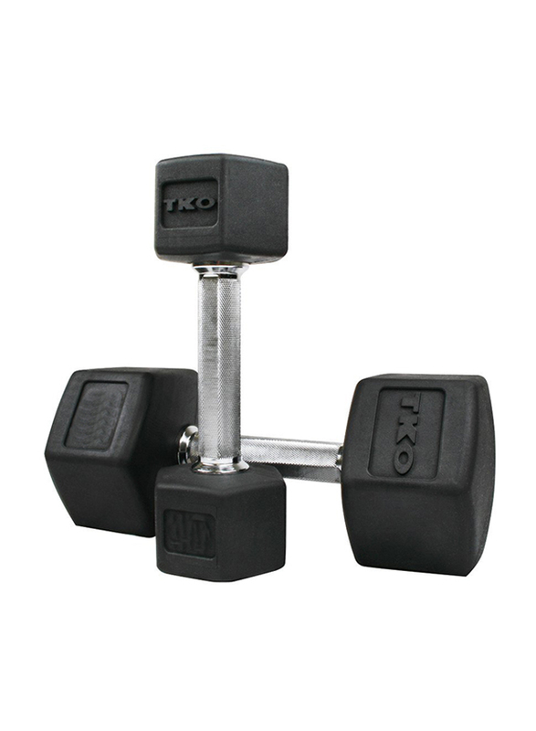 TKO Hex Dumbbells, 70LBS Pair, Black/Silver