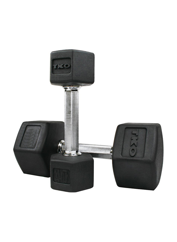 TKO Hex Dumbbells, 45LBS Pair, Black/Silver