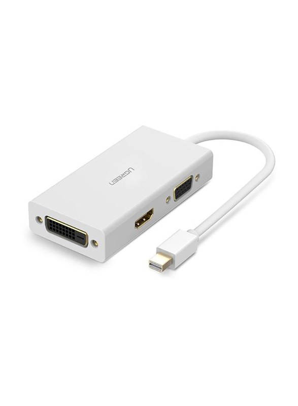 

Ugreen HDMI/VGA/DVI Converter, Mini Display Male to HDMI/VGA/DVI for All Models with Mini Display Port, White