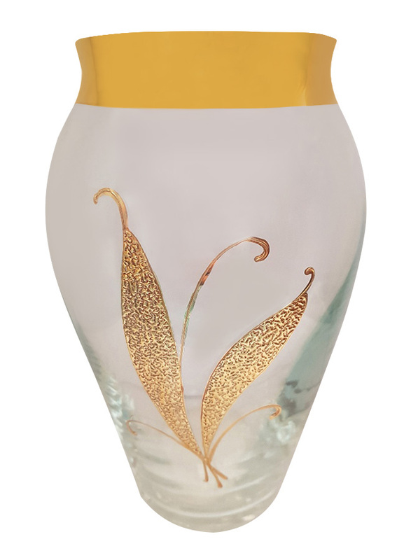 Silver Sword Crystal Hand Painted Vase with Real Gold Plating, 25cm, Clear