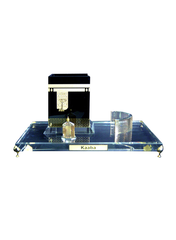 Silver Sword Crystal Gold Plated Holy Kaaba Replica Model, 17 x 13cm, Multicolour
