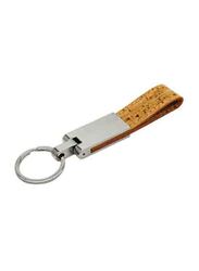 Silver Sword Eco Friendly Metal Key Chain with Cork Strap, Brown