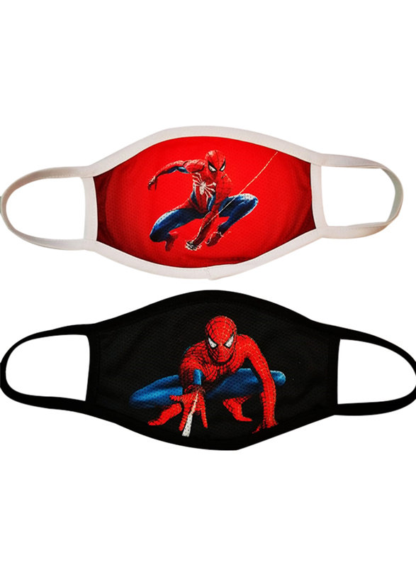 Silver Sword Spiderman Face Mask for Kids, Red/Black, 17cm, 2 Masks