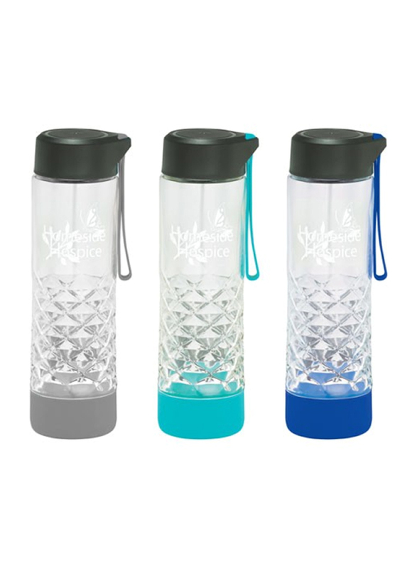 Silver Sword 600ml Geometric Glass Bottle, Turquoise