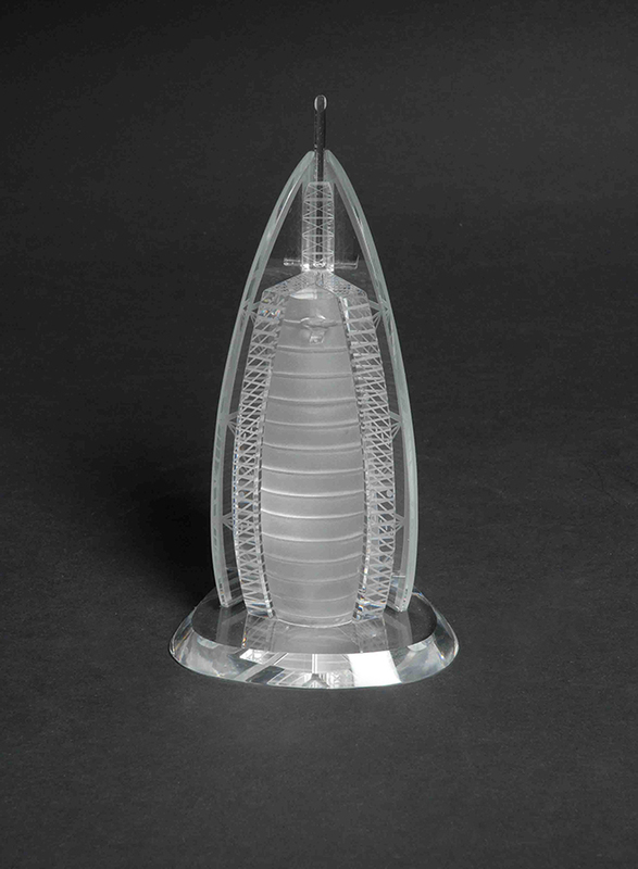 Silver Sword Crystal Burj Al Arab 3D Replica Model, 18cm, Clear