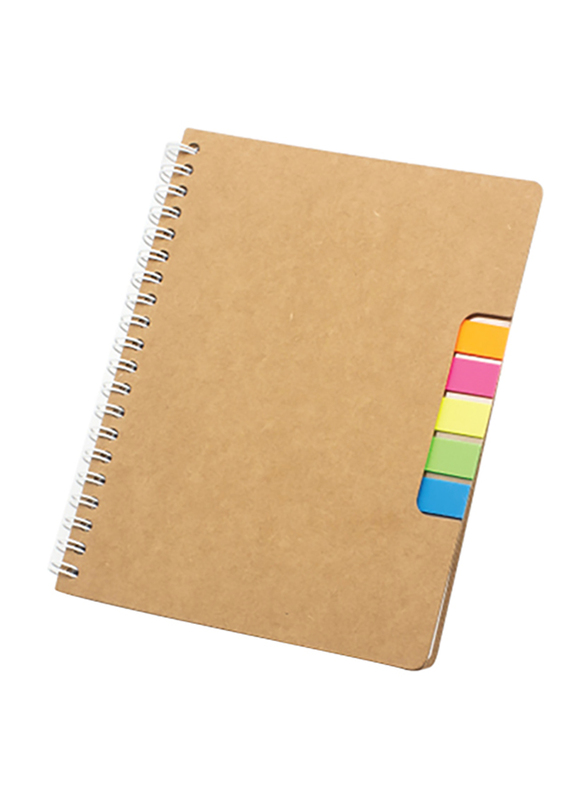 Silver Sword Recycled Promotional Notebook with Sticky Note & Pen, Brown