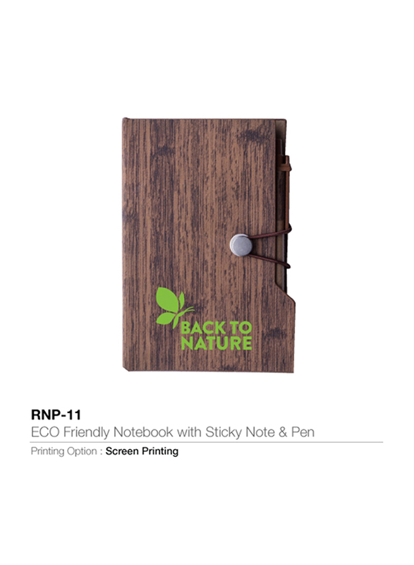 Silver Sword Eco Friendly Notebook with Sticky Note and Pen, Brown