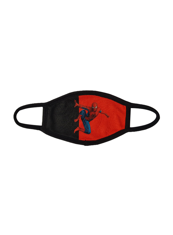 Silver Sword Spiderman Animated Character Face Mask for Kids, Red/Black, 1 Mask
