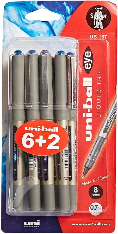 

Uniball 8-Piece Eye Ballpoint Pen, 0.7mm, Blue
