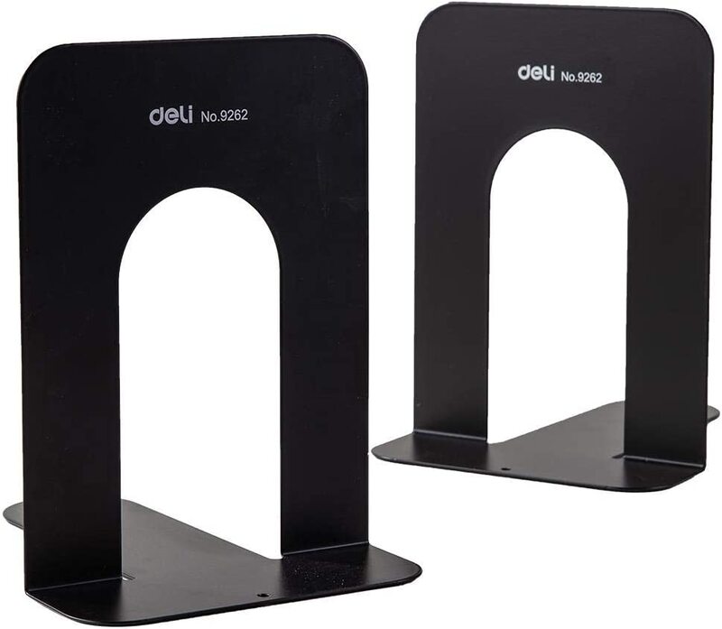 

Deli Metallic Coating Anti-Slip Base Book End, Black
