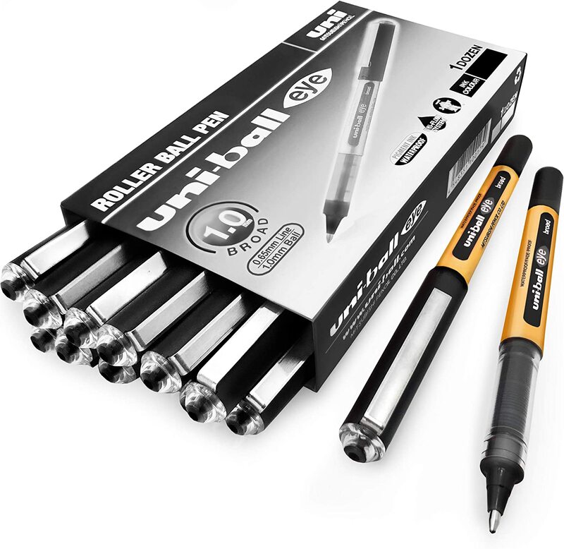 

Uniball 14-Piece UB-150-10 Eye Broad Liquid Ink Rollerball Pens, 1mm, Black