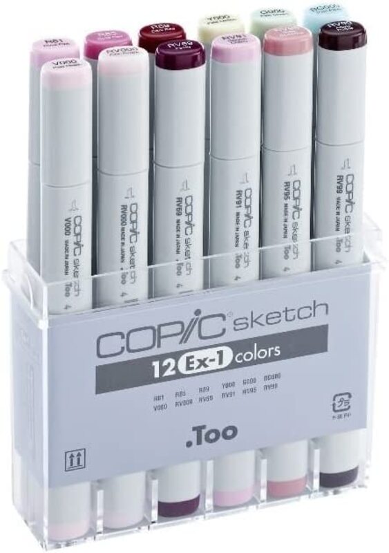 

Copic 12-Piece Ex-1 Sketch Pen Set, Multicolour
