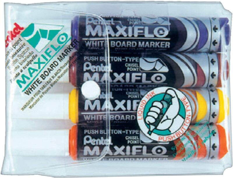 

Pentel 4-Piece Maxiflo WB Marker, PE-MWL6-04L, Multicolour