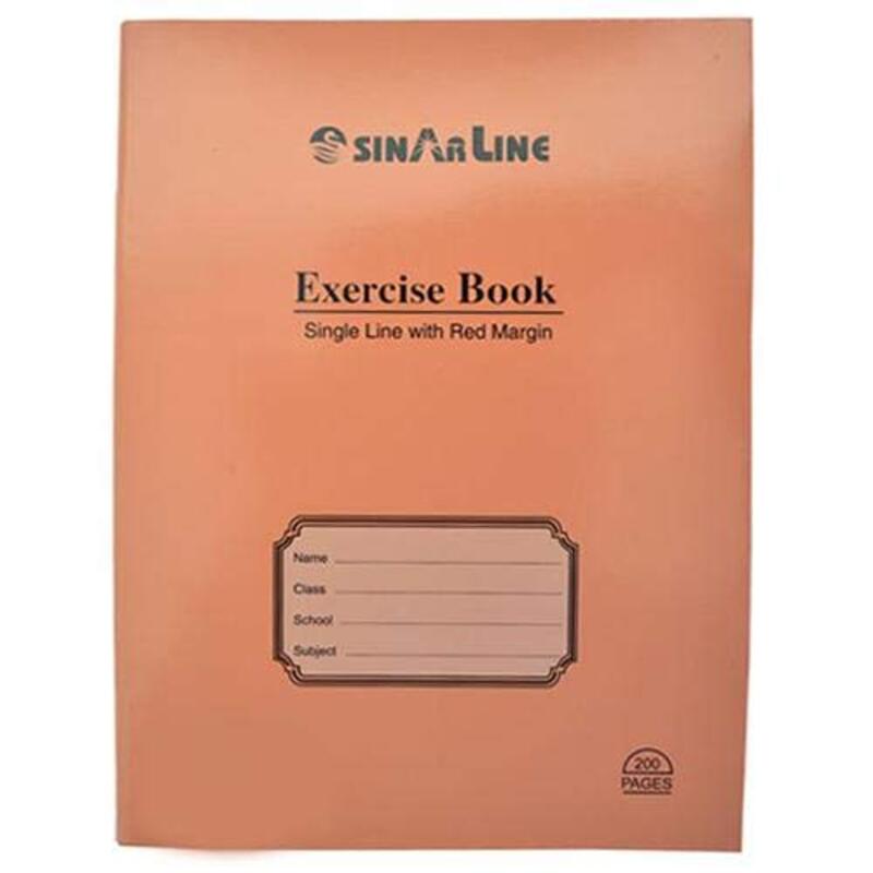 

Sinarline Single Line with Red Margin Exercise Book Set, 5 x 50 Sheets, Brown