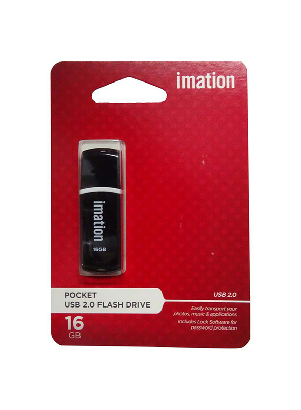 Imation 16GB Pocket USB Flash Drive, Black