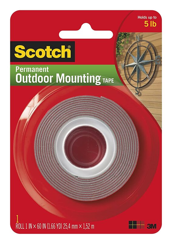 

Scotch 1 x 60-inch Heavy-Duty Exterior Mounting Tape, Holds 5 lb., Red